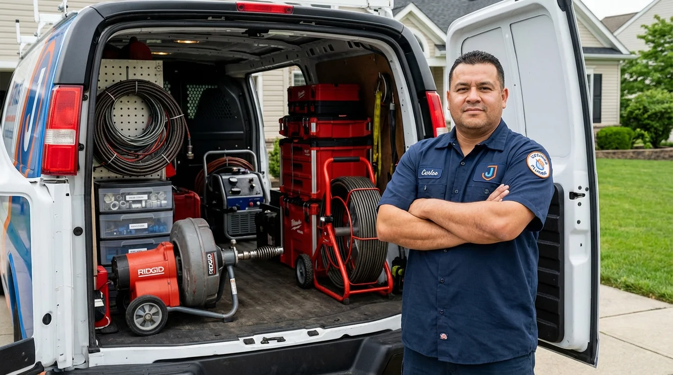 Professional drain cleaning equipment and Johns Plumbing LLC plumber in Pittsboro