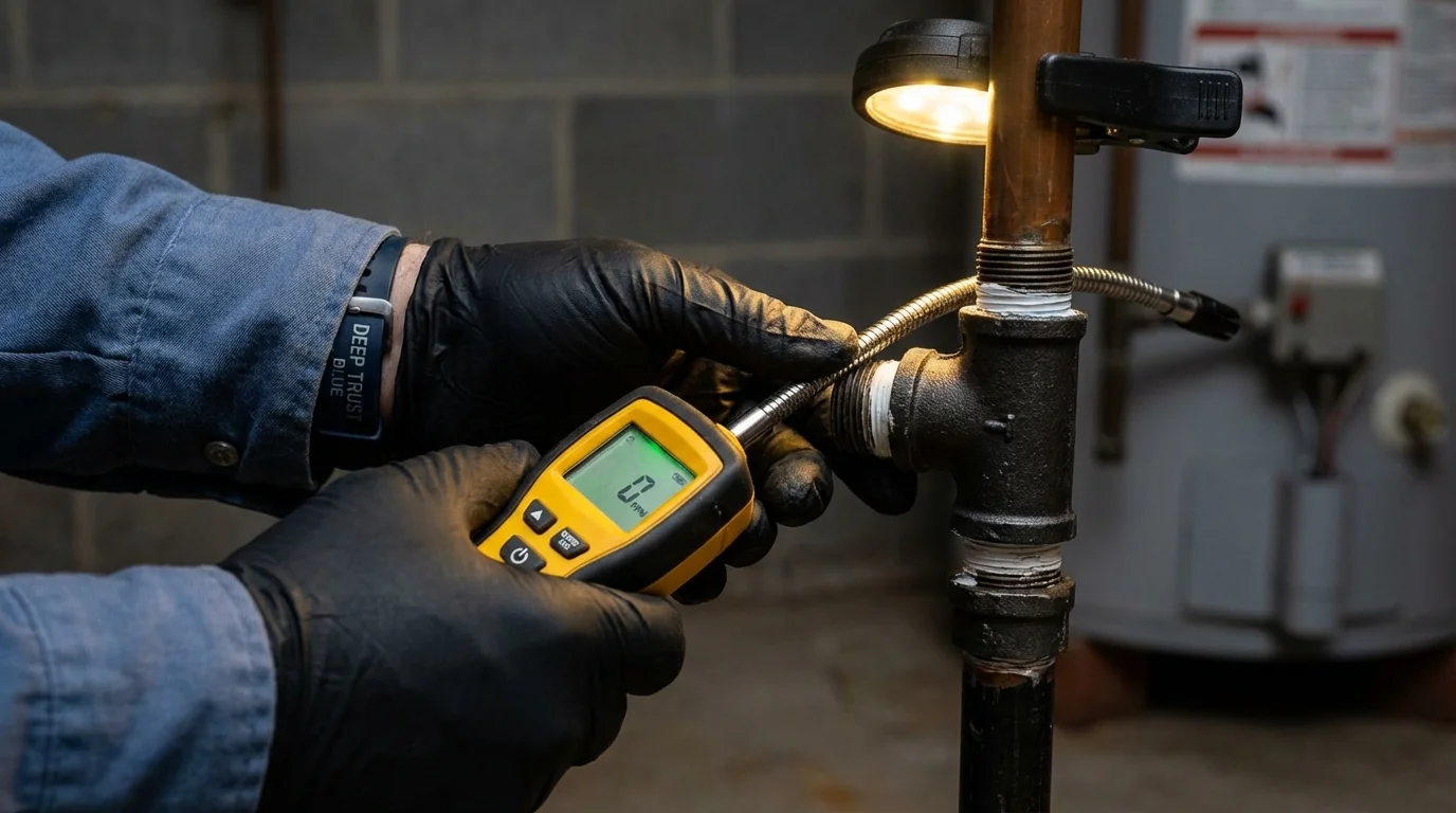 Gas leak detection with electronic sniffer by Johns Plumbing LLC in Pittsboro